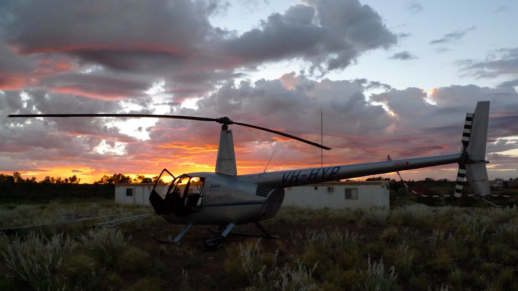 helicopter at sunrise